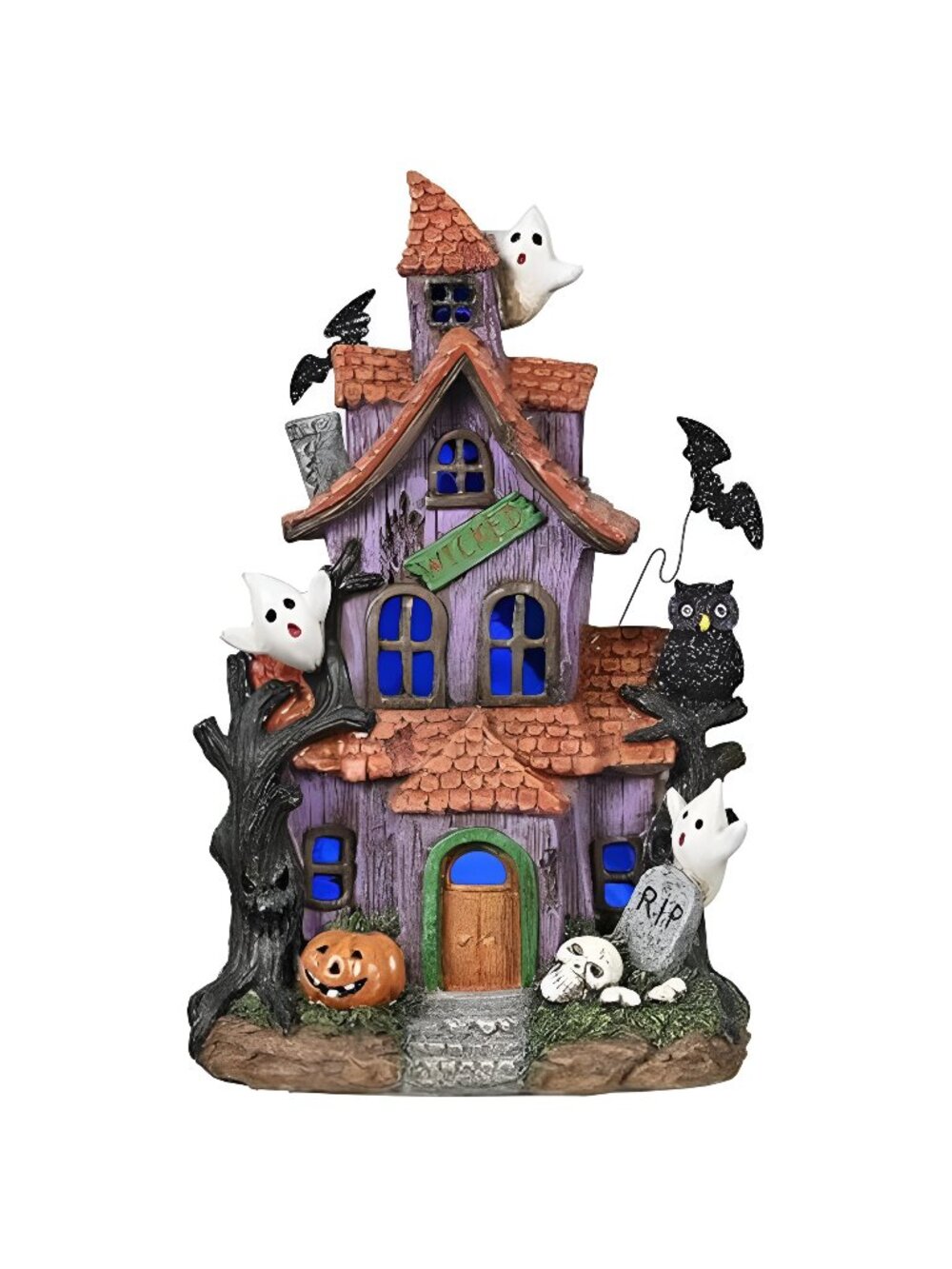 Halloween Decorations, Lighted Halloween Village Houses with LED Lights
